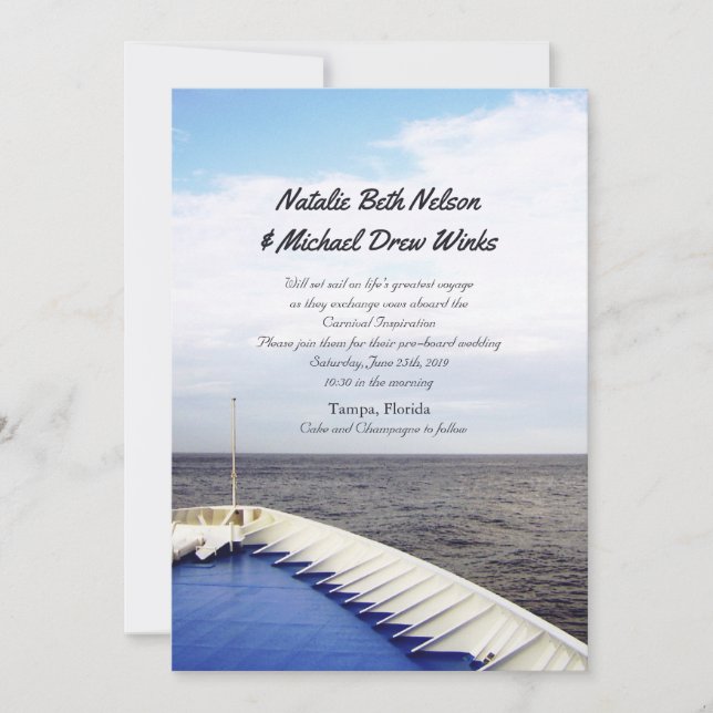 © Voyage of Love | Cruise Ship Yacht Wedding Invitation (Front)