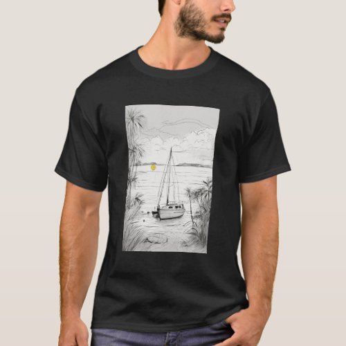 Voyage of the Night Ship Silhouette T_Shirt