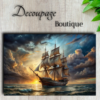 Voyage to Glory Majestic Tall Ship Decoupage Tissue Paper