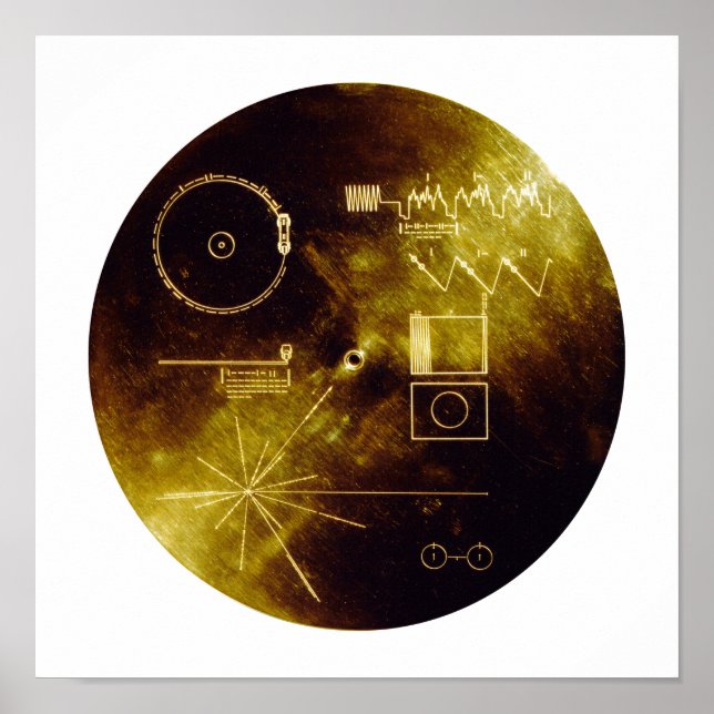 Voyager 1 + 2 Sounds of Earth Record Gold Cover Poster (Front)