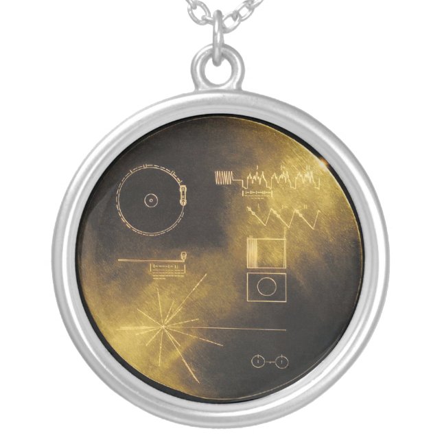 Voyager Golden Record Silver Plated Necklace (Front)