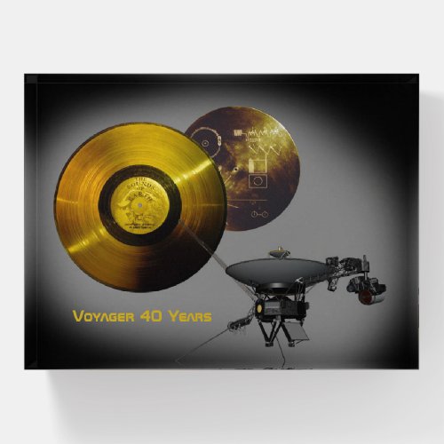 Voyager Spacecraft and Golden Record at 40 Paperweight