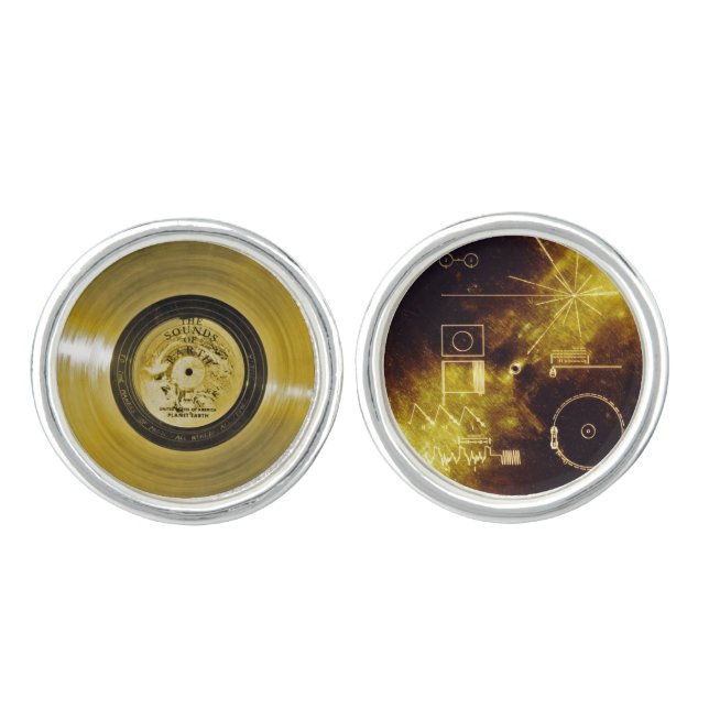 Voyager Spacecraft Golden Record and Cover Cufflinks (Front)