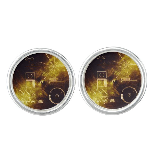 Voyager Spacecraft Golden Record Cover Cufflinks (Front)