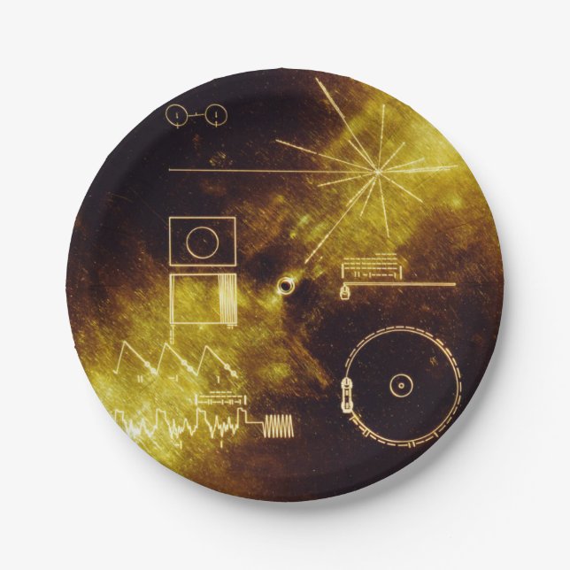 Voyager Spacecraft Golden Record Cover Paper Plates (Front)