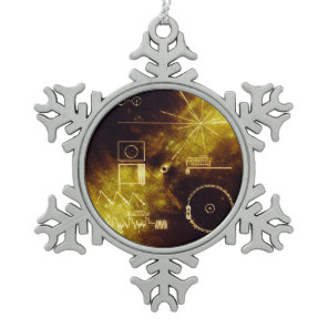 Voyager Spacecraft Golden Record Cover Snowflake Pewter Christmas Ornament