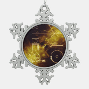 Voyager Spacecraft Golden Record Cover Snowflake Pewter Christmas Ornament