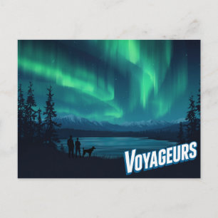 Voyageurs Aurora Borealis Art Postcard