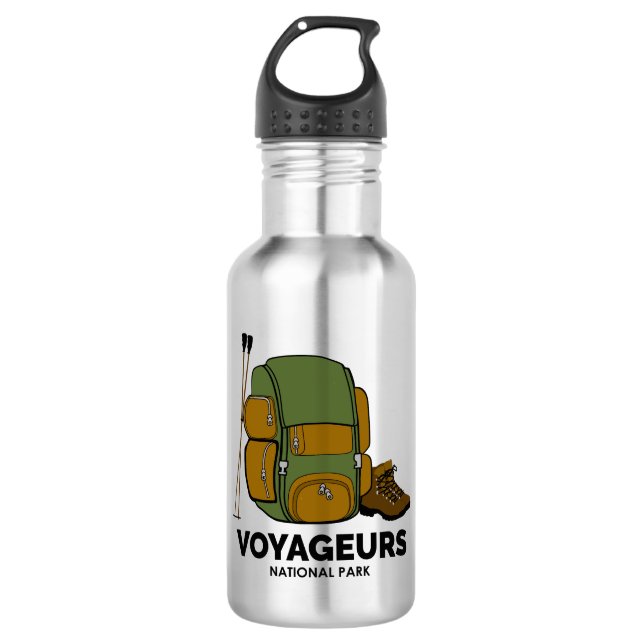Voyageurs National Park Backpack Stainless Steel Water Bottle (Front)