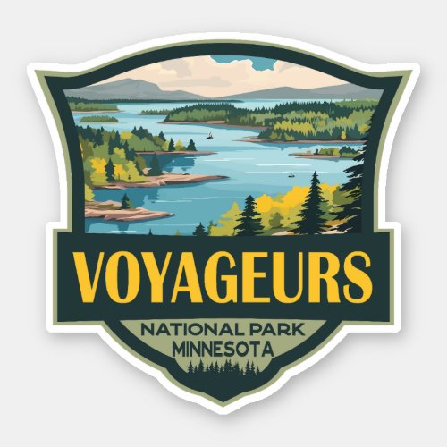 Voyageurs National Park Illustration Retro Badge Sticker