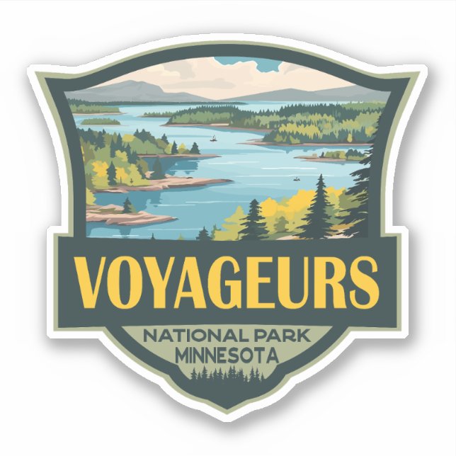 Voyageurs National Park Illustration Retro Badge Sticker (Front)