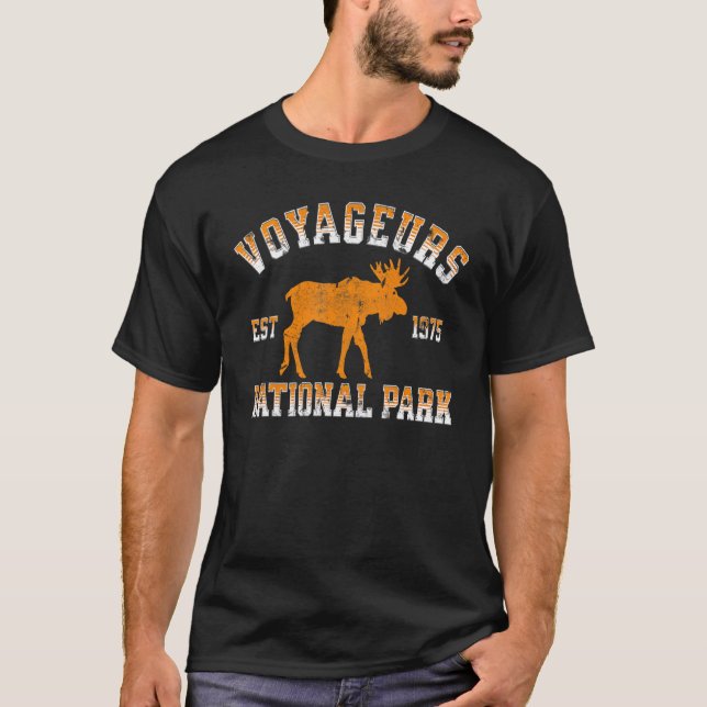 Voyageurs National Park Minnesota Moose Outdoors V T-Shirt (Front)