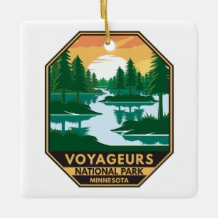 Voyageurs National Park Minnesota Sunset Emblem Ceramic Ornament