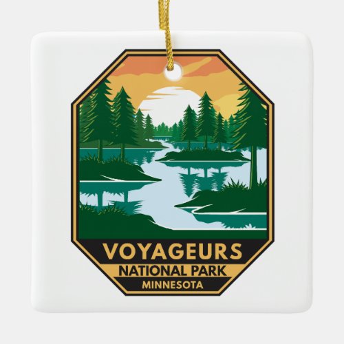 Voyageurs National Park Minnesota Sunset Emblem Ceramic Ornament