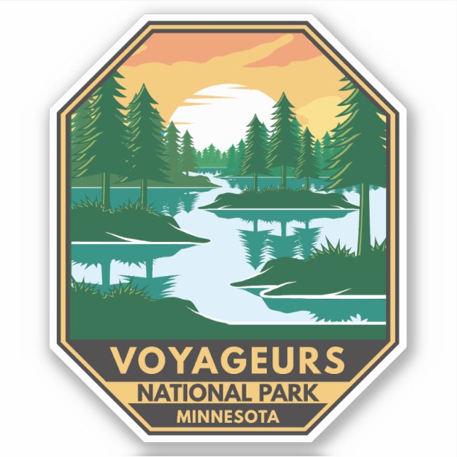 Voyageurs National Park Minnesota Sunset Emblem Sticker (Front)