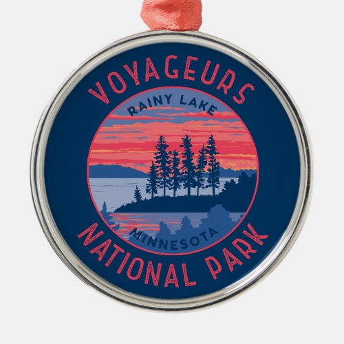 Voyageurs National Park Rainy Lake Art Distressed Metal Ornament