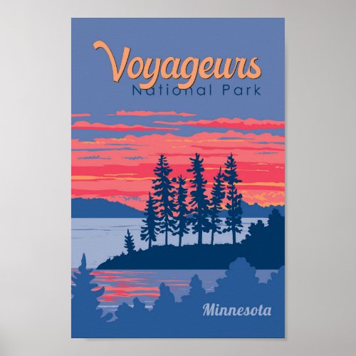 Voyageurs National Park Rainy Lake Illustration Poster