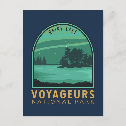 Voyageurs National Park Rainy Lake Vintage Emblem Postcard