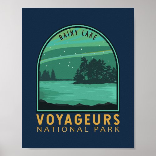 Voyageurs National Park Rainy Lake Vintage Emblem Poster