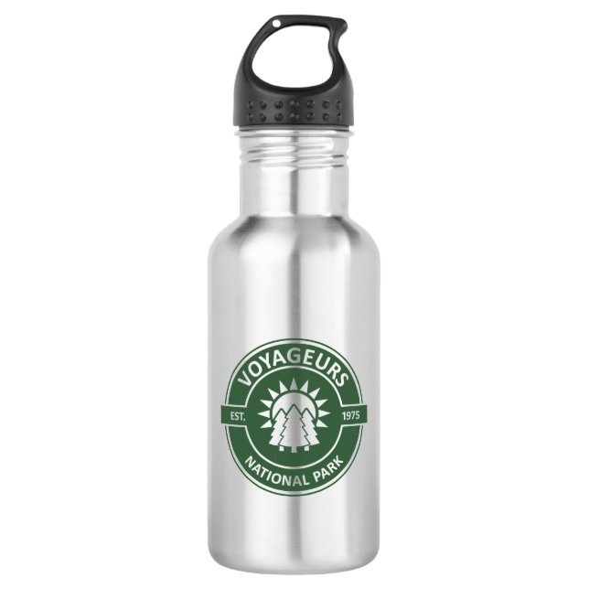 Voyageurs National Park Sun Trees Stainless Steel Water Bottle (Front)