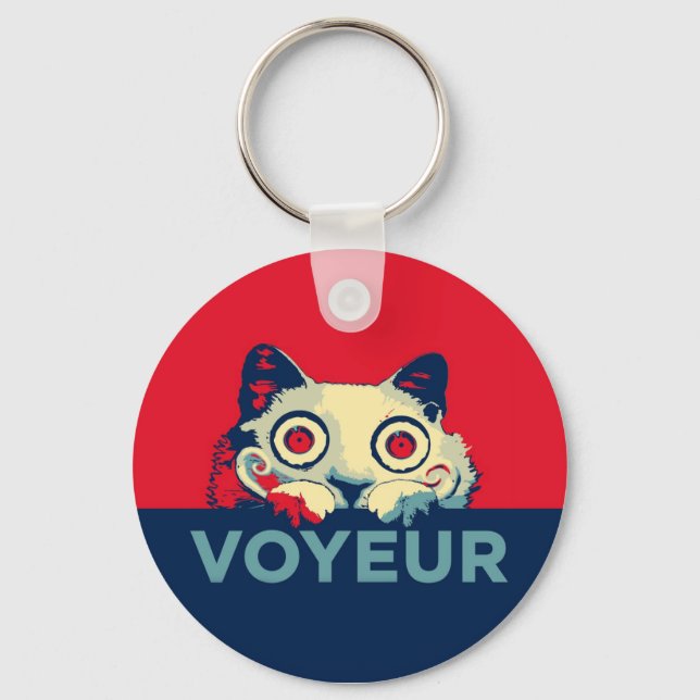 VOYEUR Cat Propaganda Keychain (Front)