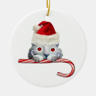 Voyeur Cat Santa Ceramic Ornament