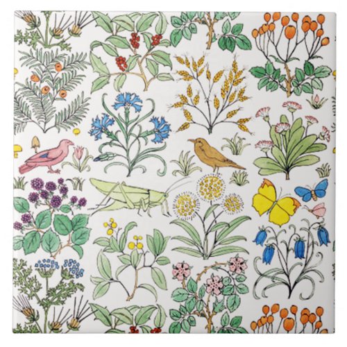 Voysey Apothecarys Garden Art Tile Trivet