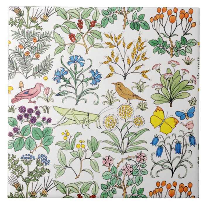 Voysey Apothecary's Garden Art Tile Trivet | Zazzle.com