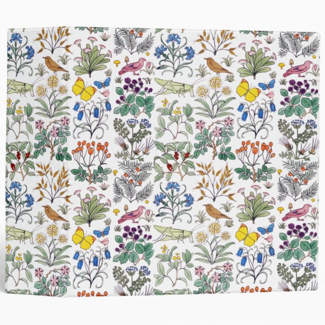 Voysey Apothecary's Garden Pattern 3 Ring Binder (Front/Spine)