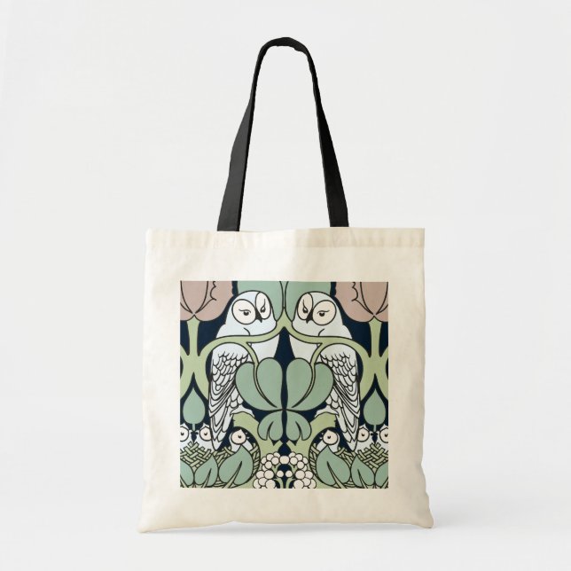 Voysey Art Nouveau Owl Nest Pattern Tote Bag (Front)