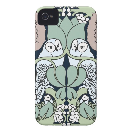 Voysey Art Nouveau Owls Nest Pattern iPhone 4 Case (Back)
