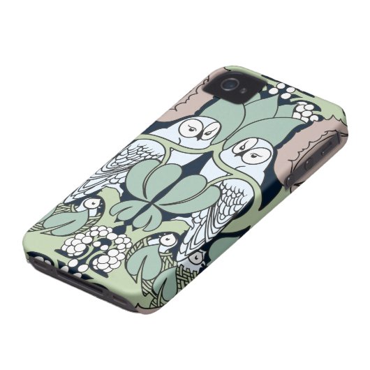 Voysey Art Nouveau Owls Nest Pattern iPhone 4 Case (Bottom)