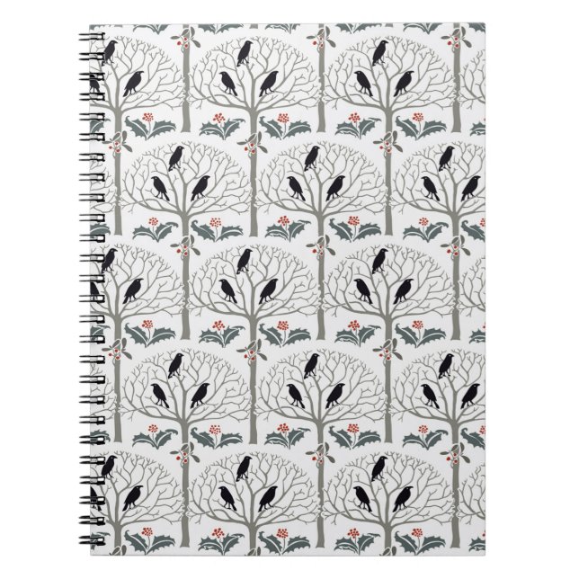 Voysey Rook and Holly Pattern Christmas Journal (Front)