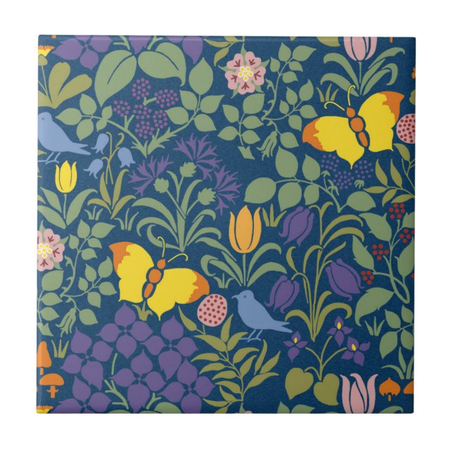 Voysey's Wildflowers Ceramic Tile (Front)