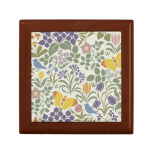 Voysey's Wildflowers Tile Gift Box, Golden Oak Box