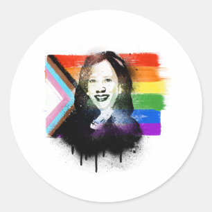 VP Kamala Harris LGBTQ Progress Pride Graffiti Classic Round Sticker