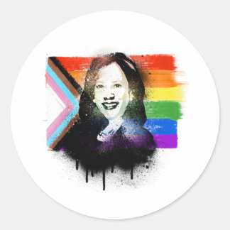 VP Kamala Harris LGBTQ Progress Pride Graffiti Classic Round Sticker