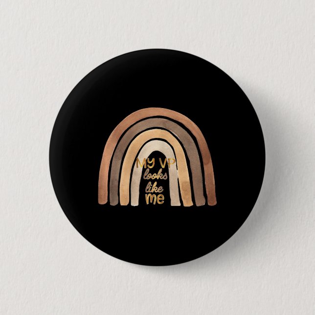 Vp Looks Like Me Kamala Harris Child Girl Rainbow  Button (Front)