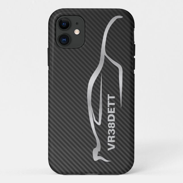 "VR38DETT" Skyline GT-R Gray Silhouette Logo Case-Mate iPhone Case (Back)
