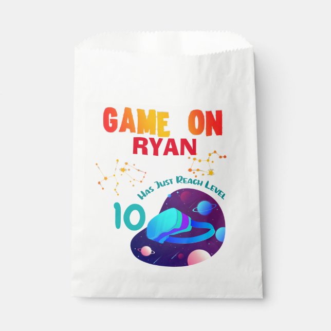 VR Birthday Boy Gamer Party Group Matching  Favor Bag (Front)