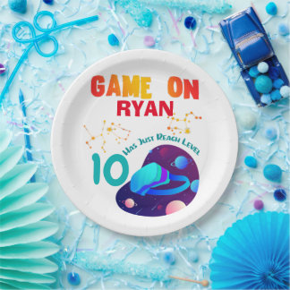 VR Birthday Boy Gamer Party Group Matching  Paper Plates