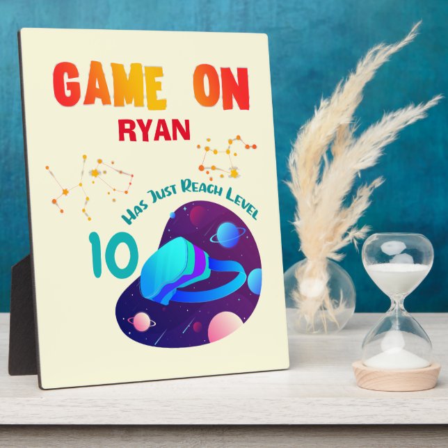VR Birthday Boy Gamer Party Group Matching  Plaque (Side)