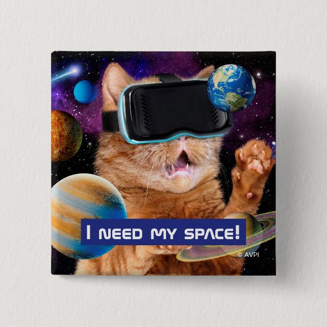 VR Cat In Space Button (Front)