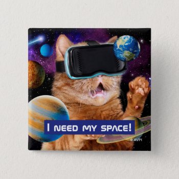 Vr Cat In Space Button by AvantiPress at Zazzle