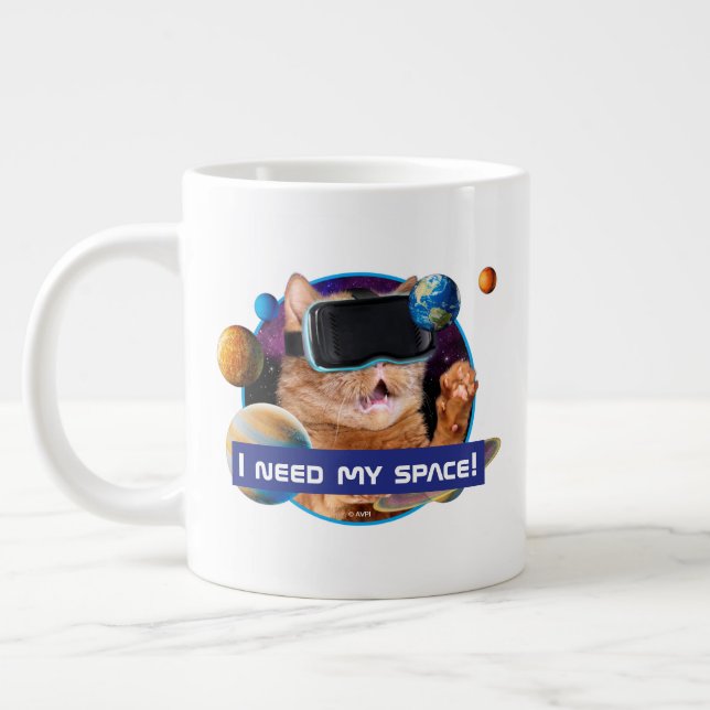 VR Cat In Space Giant Coffee Mug (Left)