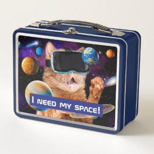 VR Cat In Space Metal Lunch Box