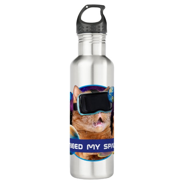 VR Cat In Space Stainless Steel Water Bottle (Front)