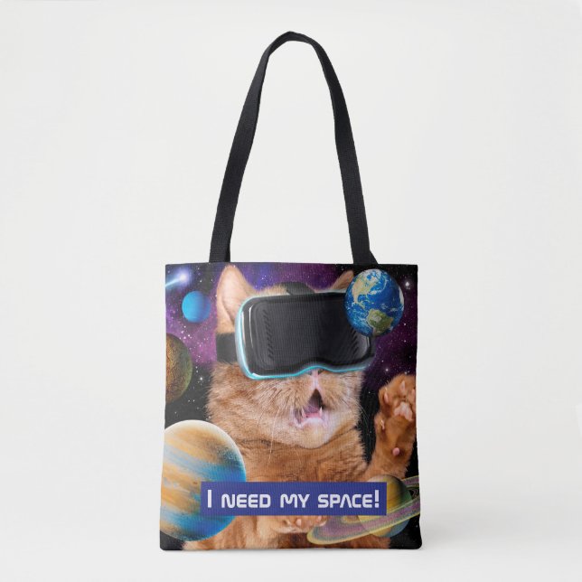 VR Cat In Space Tote Bag (Front)
