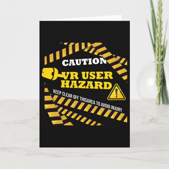Vr Console Virtual Reality Caution Hazard Pc Nerd  Card (Front)