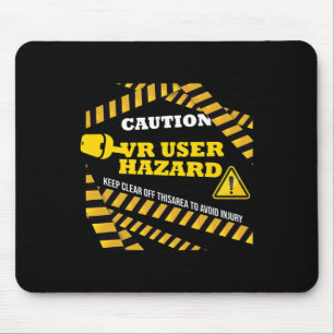 Vr Console Virtual Reality Caution Hazard Pc Nerd Mouse Pad